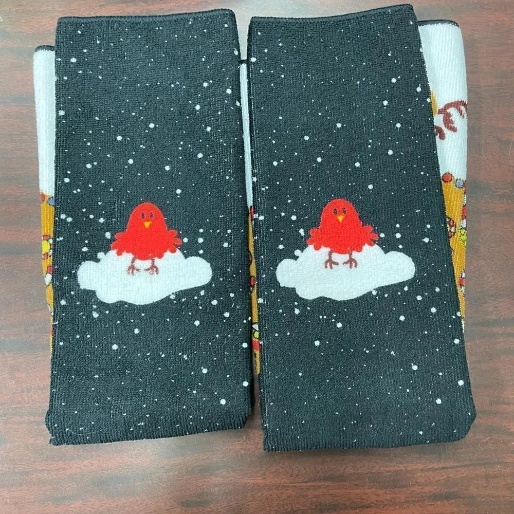 Silver One At Home Christmas Microfiber Dish Towels